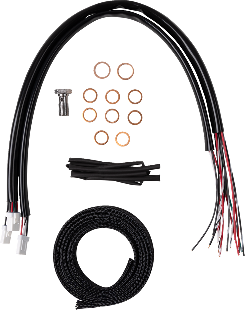 LA CHOPPERS Handlebar Cable/Brake Line Kit - Complete - 18" - 20" Handlebars - Stainless LA-8059KT2-19 - Team Dream Rides