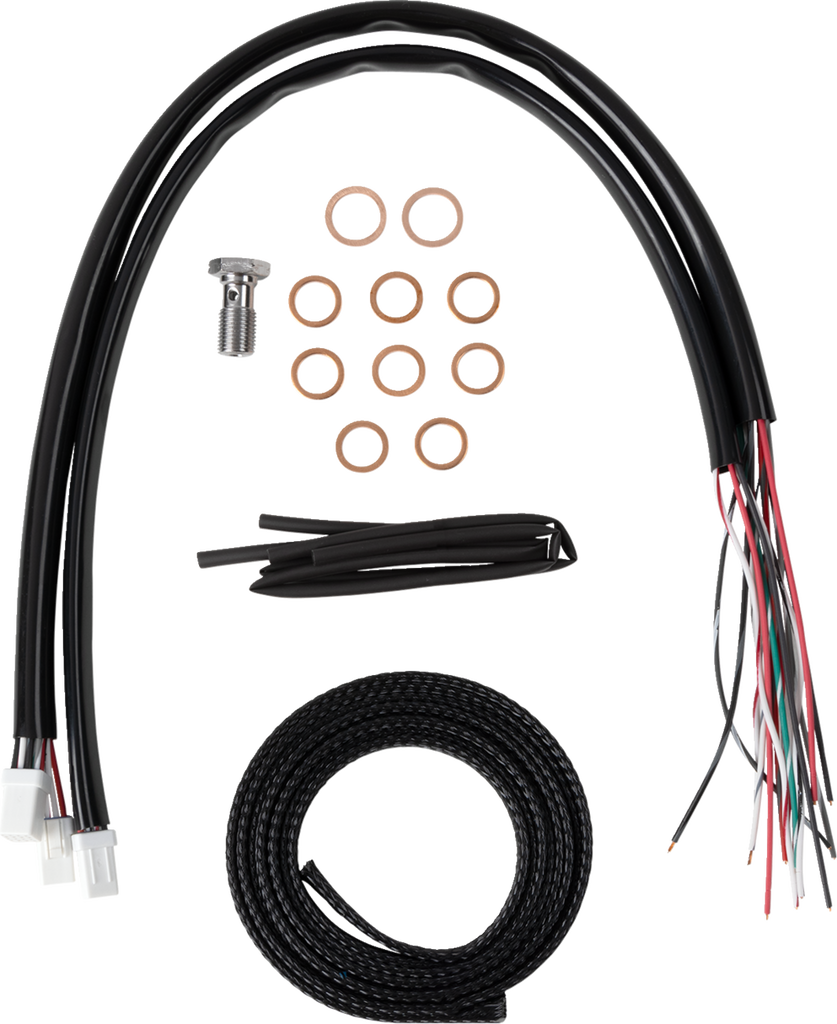 LA CHOPPERS Handlebar Cable/Brake Line Kit - Complete - Stock Handlebars - Black Vinyl LA-8059KT2-08B - Team Dream Rides