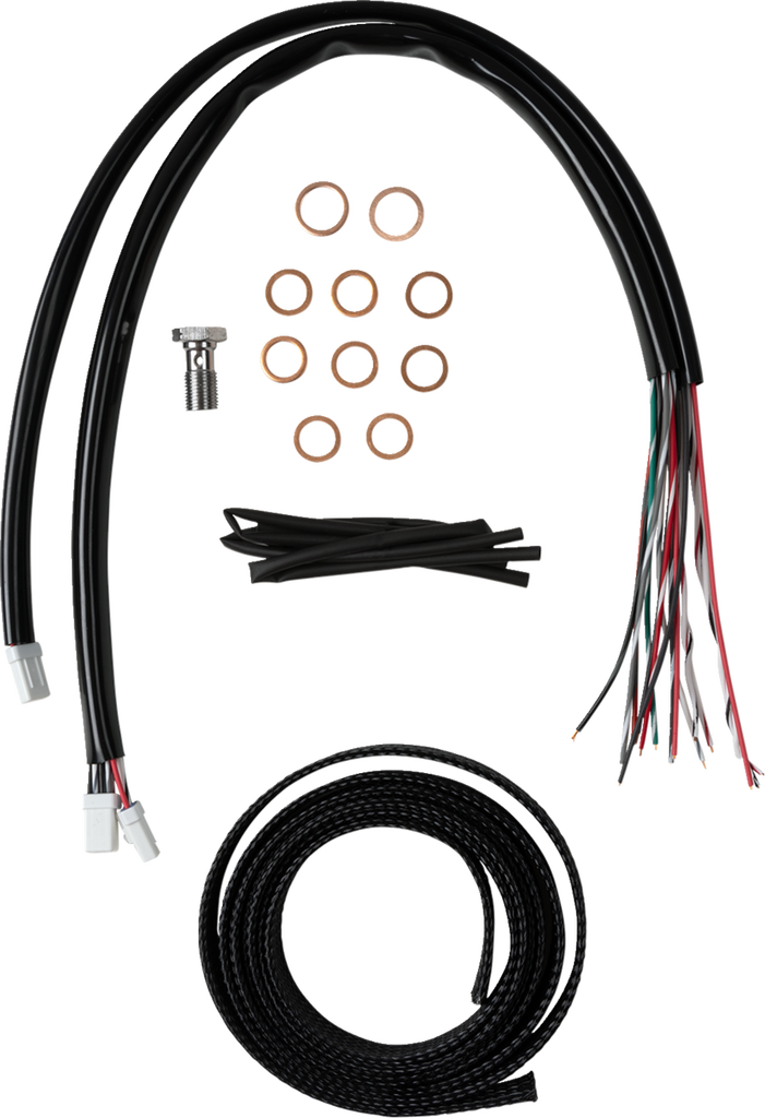 LA CHOPPERS Handlebar Cable/Brake Line Kit - Complete - 18" - 20" Handlebars - Black Vinyl LA-8059KT2-19B - Team Dream Rides