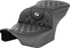 SADDLEMEN RoadSofa™ Seat for FLTR/FLHX 2023-2024 with Lattice Stitch and White Stitch - Part 823-07-18206
