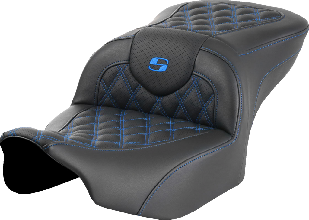 SADDLEMEN Roadsofa* Seat - without Backrest - Blue Lattice Stitch - FLTR/FLHX '23-'24 823-07-18201 - Team Dream Rides