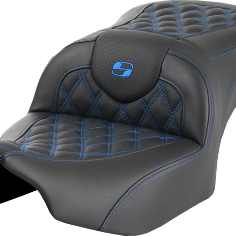 SADDLEMEN Roadsofa* Seat - without Backrest - Blue Lattice Stitch - FLTR/FLHX '23-'24 823-07-18201 - Team Dream Rides