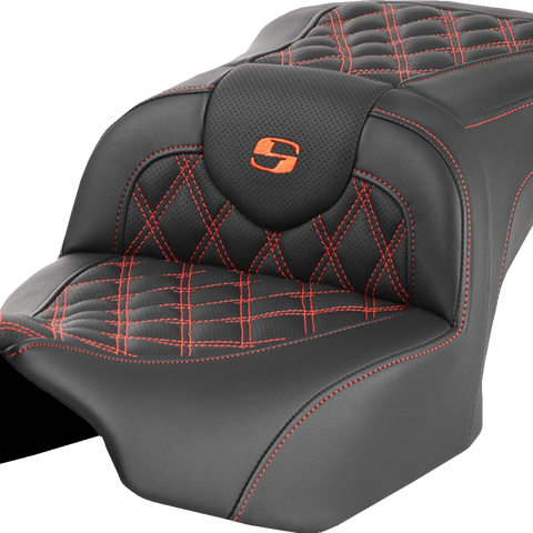 SADDLEMEN Roadsofa™ Seat with Orange Lattice Stitch for FLTR/FLHX 2023-2024 – Part Number 823-07-18203