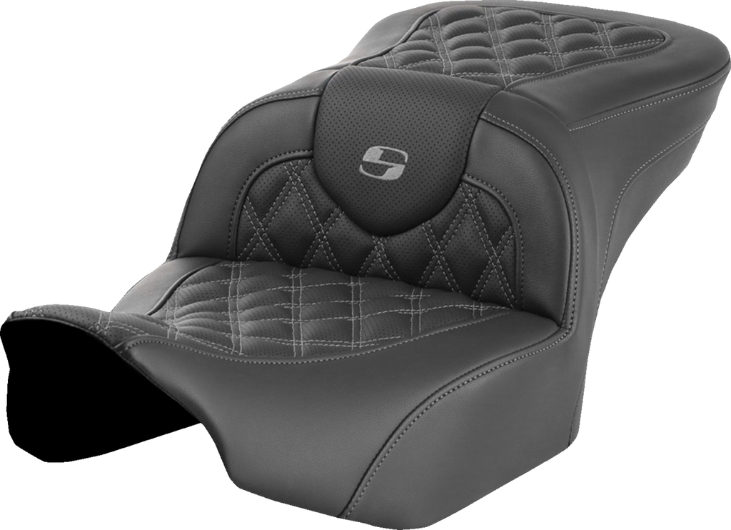 SADDLEMEN Roadsofa™ Seat for FLTR/FLHX 2023-2024 — Gray Lattice Stitch, Part #823-07-18202