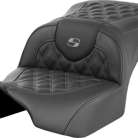 SADDLEMEN Roadsofa* Seat - without Backrest - Gray Lattice Stitch - FLTR/FLHX '23-'24 823-07-18202 - Team Dream Rides