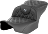SADDLEMEN RoadSofa* Seat - without Backrest - Lattice Stitch - Silver Stitch - FLTR/FLHX '23-'24 823-07-18205 - Team Dream Rides