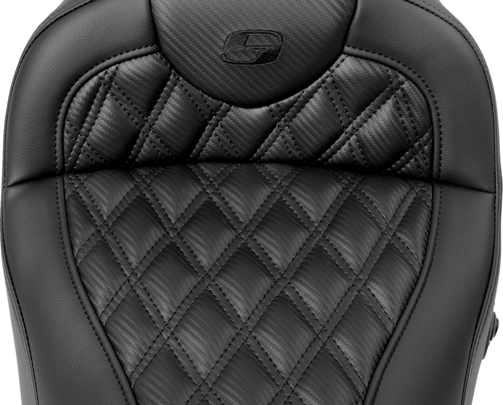 SADDLEMEN Roadsofa* Seat - without Backrest - Lattice Stitch - Carbon Fiber - FL '08-'23 808-07B-206A0 - Team Dream Rides