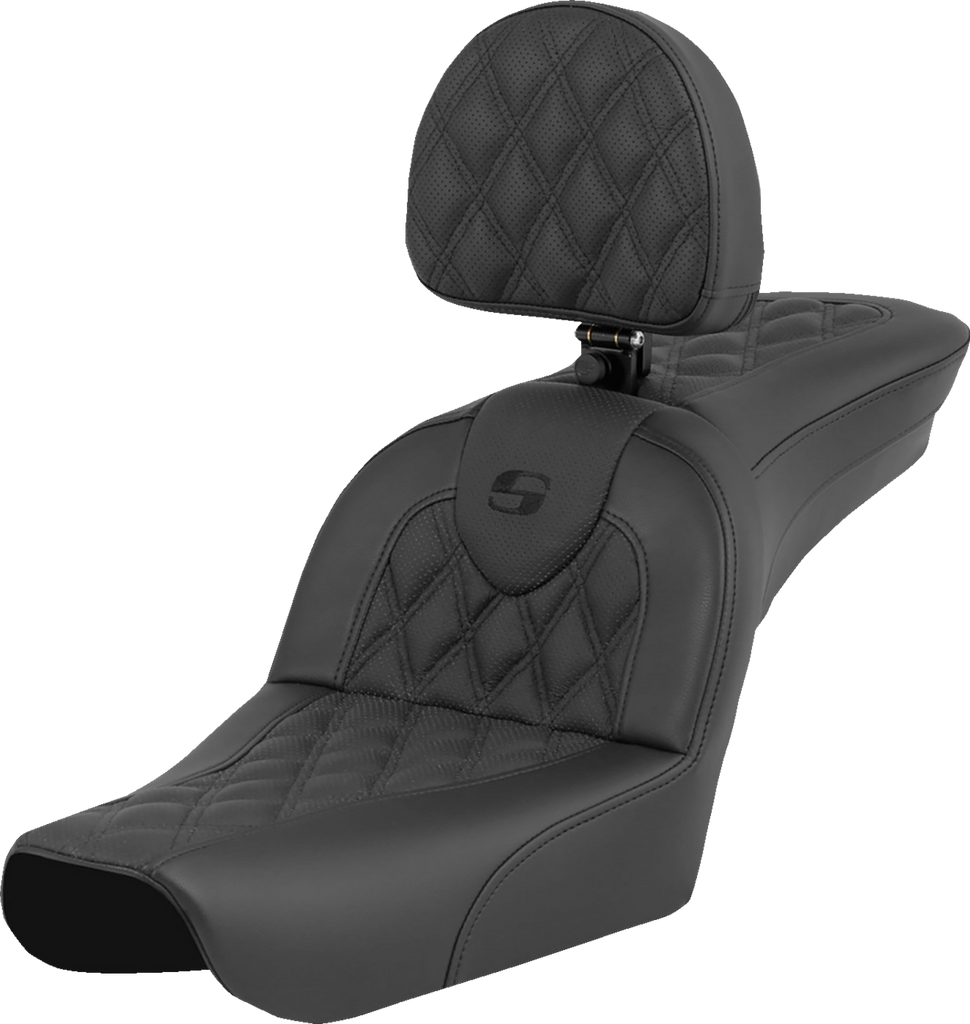 SADDLEMEN RoadSofa™ Seat with Driver Backrest for FXDWG 2004-2005 | Part No. 804-05-182BR