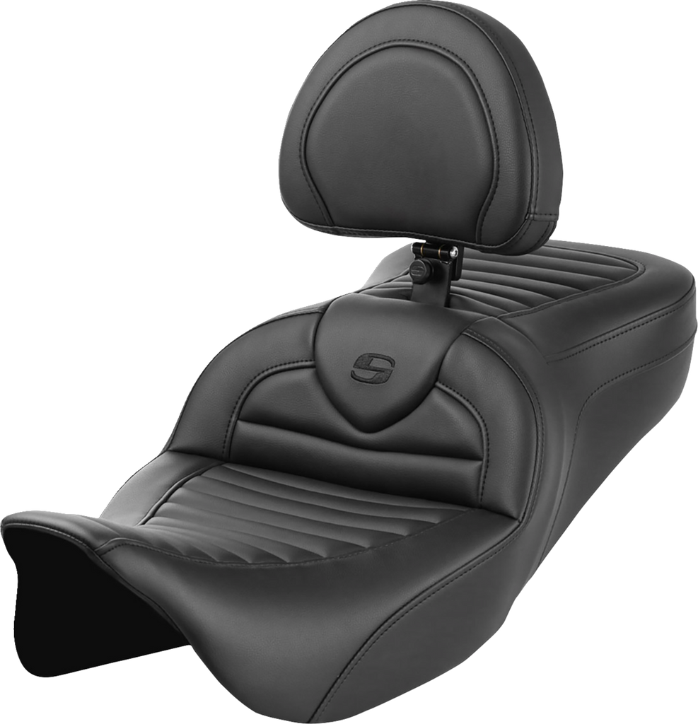 SADDLEMEN Roadsofa* Seat - with Backrest - Tuck-n-Roll - FL '08-'23 808-07B-202B0 - Team Dream Rides