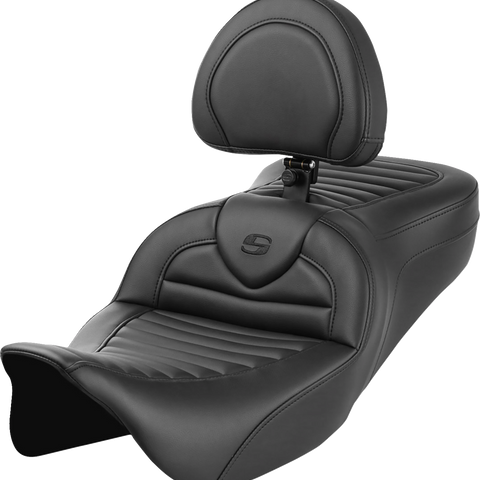 SADDLEMEN Roadsofa* Seat - with Backrest - Tuck-n-Roll - FL '08-'23 808-07B-202B0 - Team Dream Rides