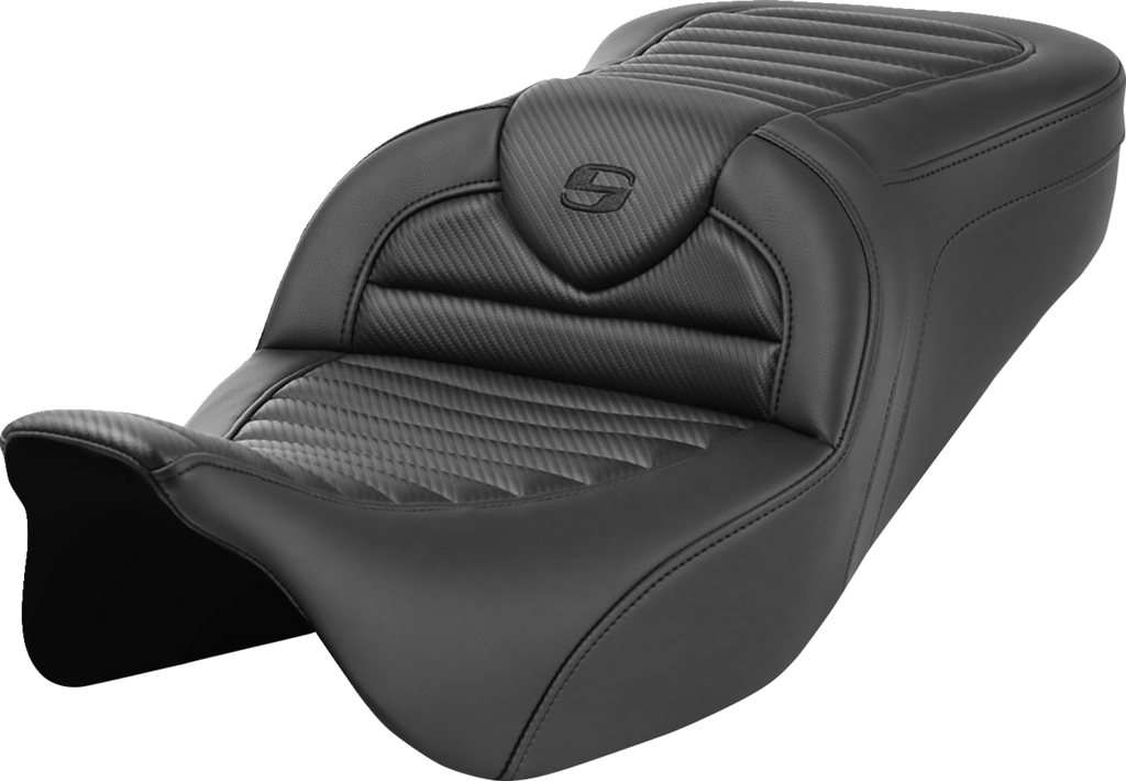 SADDLEMEN Roadsofa* Seat - without Backrest - Tuck-n-Roll - Carbon Fiber - FL '08-'23 808-07B-20400 - Team Dream Rides