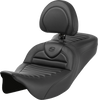 SADDLEMEN Roadsofa™ Seat with Backrest Tuck-n-Roll Carbon Fiber for Harley FL 2008-2023 Part 808-07B-204B0