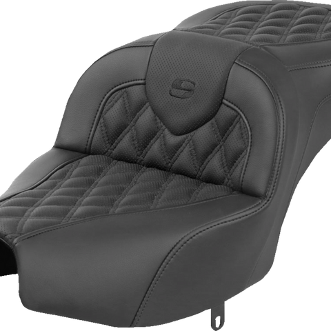 SADDLEMEN Roadsofa* Seat - Without Backrest - Black - Lattice Stitch - Indian Pursuit '22-'24 I22-02-182 - Team Dream Rides