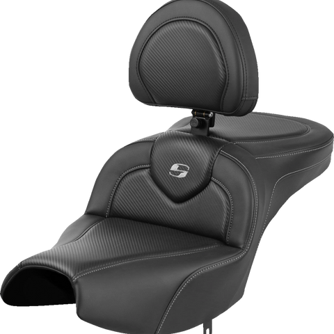 SADDLEMEN Roadsofa* Seat - With Backrest - Black - Carbon Fiber - Indian Pursuit '22-'24 I22-02-185BR - Team Dream Rides