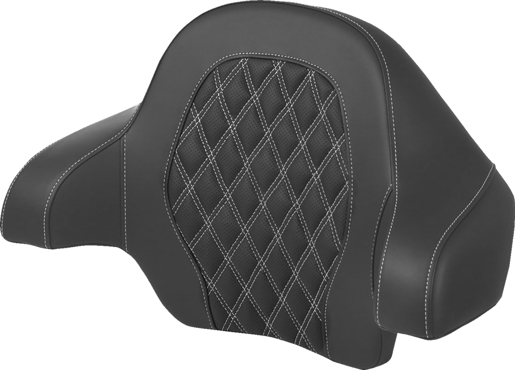 SADDLEMEN Tour-Pak Backrest Pad with Lattice Stitch and White Stitch for FL 2014-2024 – Part Number 814-07-15006