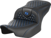 SADDLEMEN Roadsofa* Seat - without Backrest - Honeycomb - Blue Stitch - FLTR/FLHX '23-'24 823-07-18901 - Team Dream Rides