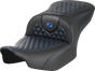 SADDLEMEN Roadsofa* Seat - without Backrest - Honeycomb - Blue Stitch - FLTR/FLHX '23-'24 823-07-18901 - Team Dream Rides