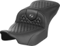 SADDLEMEN Roadsofa™ Seat for FLTR/FLHX 2023-2024 – Honeycomb Gray Stitch with Saddlehyde Cover