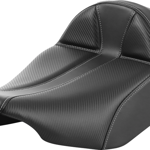 SADDLEMEN Dominator Solo Seat - Carbon Fiber w/ Silver Stitch - Extended Reach - FLT/FLH '23-'24 823-07E-0042 - Team Dream Rides