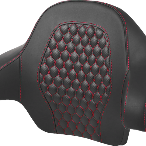 SADDLEMEN Tour Pack Backrest Pad - Honeycomb - Red Stitching - FL '14-'24 814-07-15104