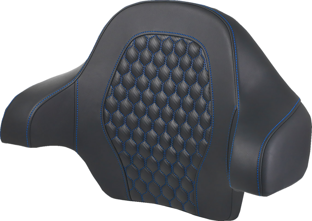 SADDLEMEN Tour Pack Backrest Pad for Harley-Davidson FL 2014-2024 with Honeycomb Design and Blue Stitching
