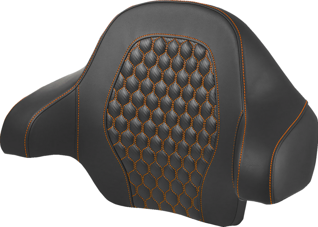 SADDLEMEN Tour Pack Backrest Pad for Harley-Davidson FL 2014-2024 with Honeycomb Cover and Orange Stitching