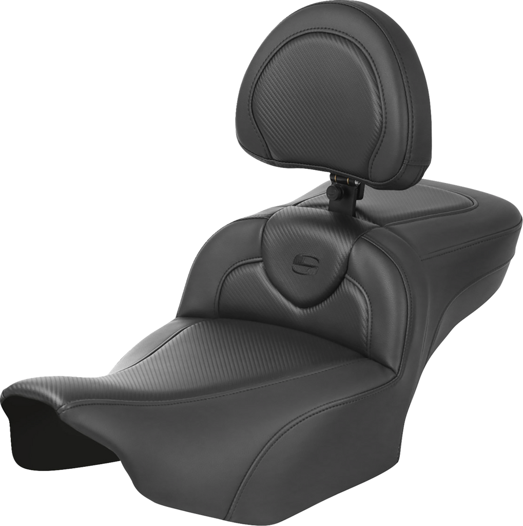 SADDLEMEN Roadsofa™ Extended Reach Seat with Backrest for FLTR/FLHX 2023-2024 – Carbon Fiber, Part Number 823-07-186B0