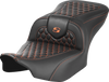 SADDLEMEN Roadsofa™ Seat for FLTR/FLHX 2023-2024 - Honeycomb Stitch with Saddlehyde Cover and SaddleGel™ Support