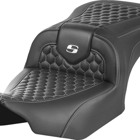 SADDLEMEN Roadsofa™ Seat for FLTR/FLHX 2023-2024 – Honeycomb Stitch and Saddlehyde Cover