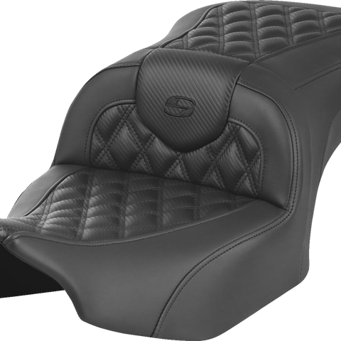 SADDLEMEN RoadSofa* Seat - without Backrest - Carbon Fiber - Lattice Stitch - FLTR/FLHX '23-'24 823-07-20600 - Team Dream Rides