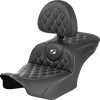 SADDLEMEN RoadSofa™ Seat with Backrest for FLTR/FLHX 2023-2024 – Carbon Fiber, White Stitch – Part #823-07-206B6