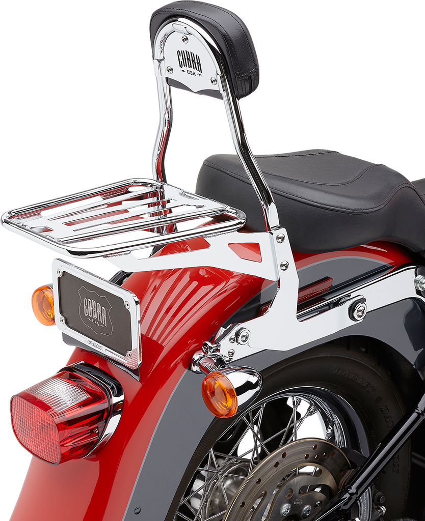 Cobra Backrest Kit 14-Inch Chrome for Softail - Model 602-2001 with Detachable Design