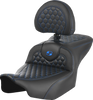 SADDLEMEN Roadsofa* Seat - with Backrest - Honeycomb - Blue Stitch - FLTR/FLHX '23-'24 823-07-189B1 - Team Dream Rides