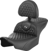 SADDLEMEN Roadsofa™ Seat with Backrest for FLTR/FLHX 2023-2024 – Honeycomb Gray Stitch, Saddlehyde Cover and SaddleGel™ Technology