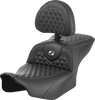 SADDLEMEN Roadsofa* Seat - with Backrest - Honeycomb - Silver Stitch - FLTR/FLHX '23-'24 823-07-189B5 - Team Dream Rides