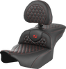 SADDLEMEN Roadsofa* Seat - with Backrest - Honeycomb - Red Stitch - FLTR/FLHX '23-'24 823-07-189B4 - Team Dream Rides
