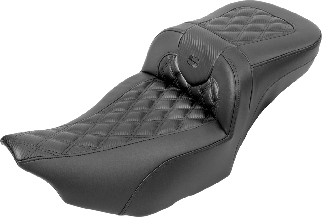 SADDLEMEN Roadsofa* Extended Reach Seat - without Backrest - Carbon Fiber - Lattice Stitch - FLTR/FLHX '23-'24 823-07-20700 - Team Dream Rides