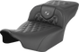 SADDLEMEN Roadsofa™ Extended Reach Seat without Backrest - Dark Gray Stitch, Lattice Design for FL/FX '23-'24