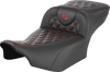 SADDLEMEN Roadsofa* Extended Reach Seat - without Backrest - Lattice Stitch - Red Stitch - FLTR/FLHX '23-'24 823-07-20704 - Team Dream Rides