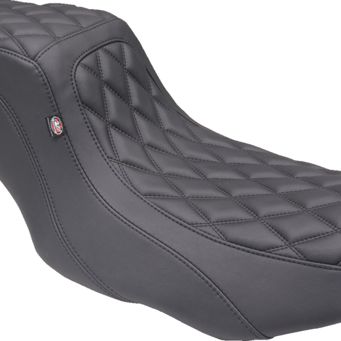 MUSTANG One Piece 2-Up Squareback Seat - Double Diamond - Black Stitch - FLH/FLT '23-'24 88415 - Team Dream Rides
