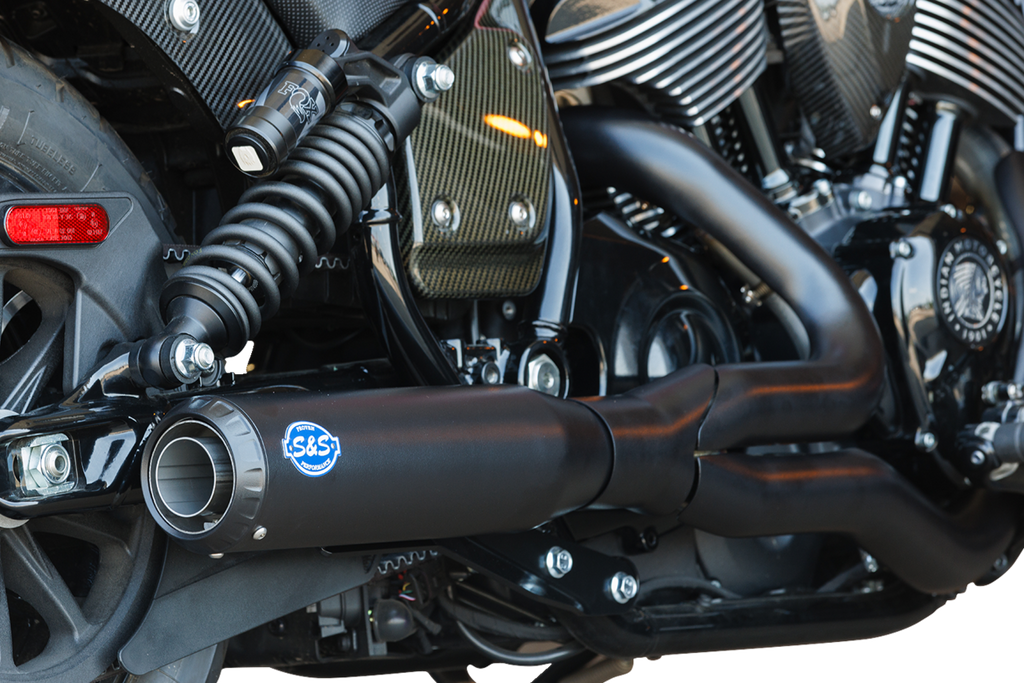 S&S Cycle 2-into-1 Qualifier Exhaust System for Indian Chief - Guardian Black (Part #550-1116)
