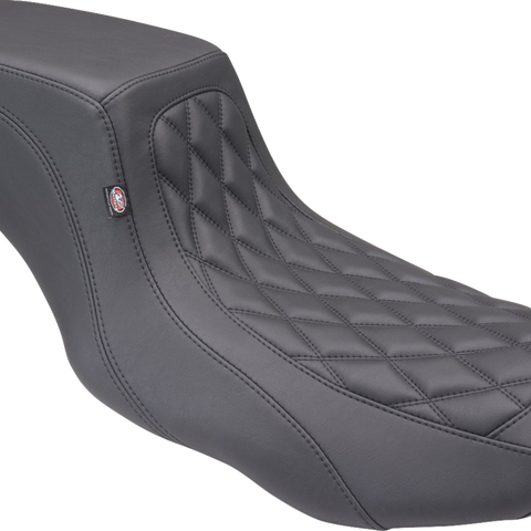 MUSTANG One Piece 2-Up Squareback Seat - Double Diamond - Smooth - FLH/FLT '23-'24 88416 - Team Dream Rides
