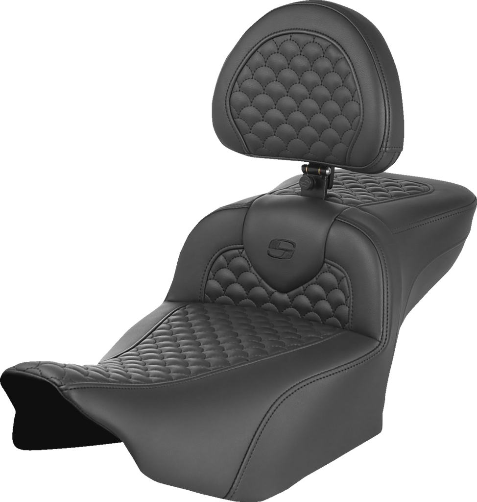 SADDLEMEN Roadsofa* Seat - Scallop Stitch - w/ Backrest - Extended Reach - FLTR/FLHX '23-'24 823-07-209B0 - Team Dream Rides