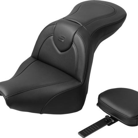 SADDLEMEN RoadSofa* Seat - with Backrest - Black Stitch - FXBR/S '18-'20 818-31-187BR - Team Dream Rides