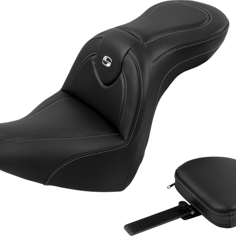 SADDLEMEN Roadsofa* Seat - with Backrest - Carbon Fiber - FXBR/S '18-'20 818-31-185BR - Team Dream Rides