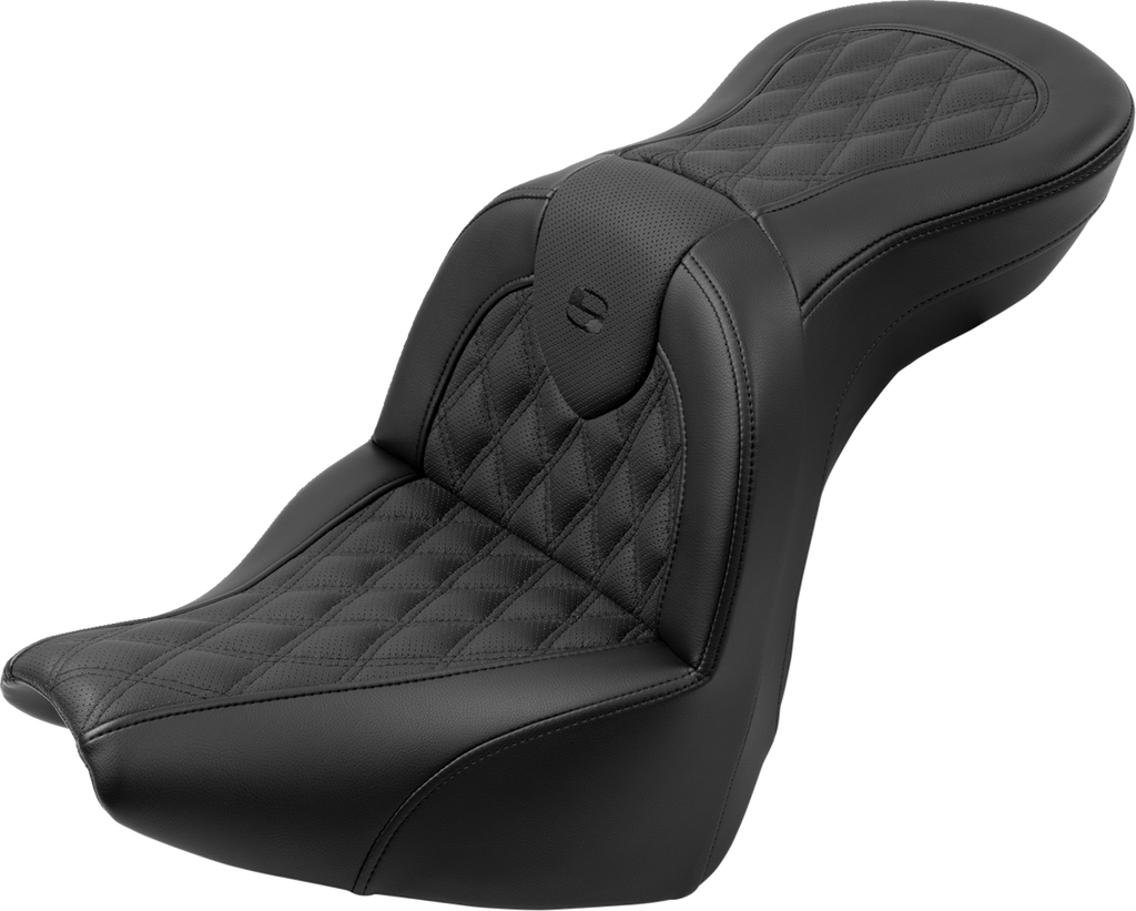 SADDLEMEN Roadsofa* Seat - with Backrest - Lattice Stitch - FXBR/S '18-'20 818-31-182BR - Team Dream Rides