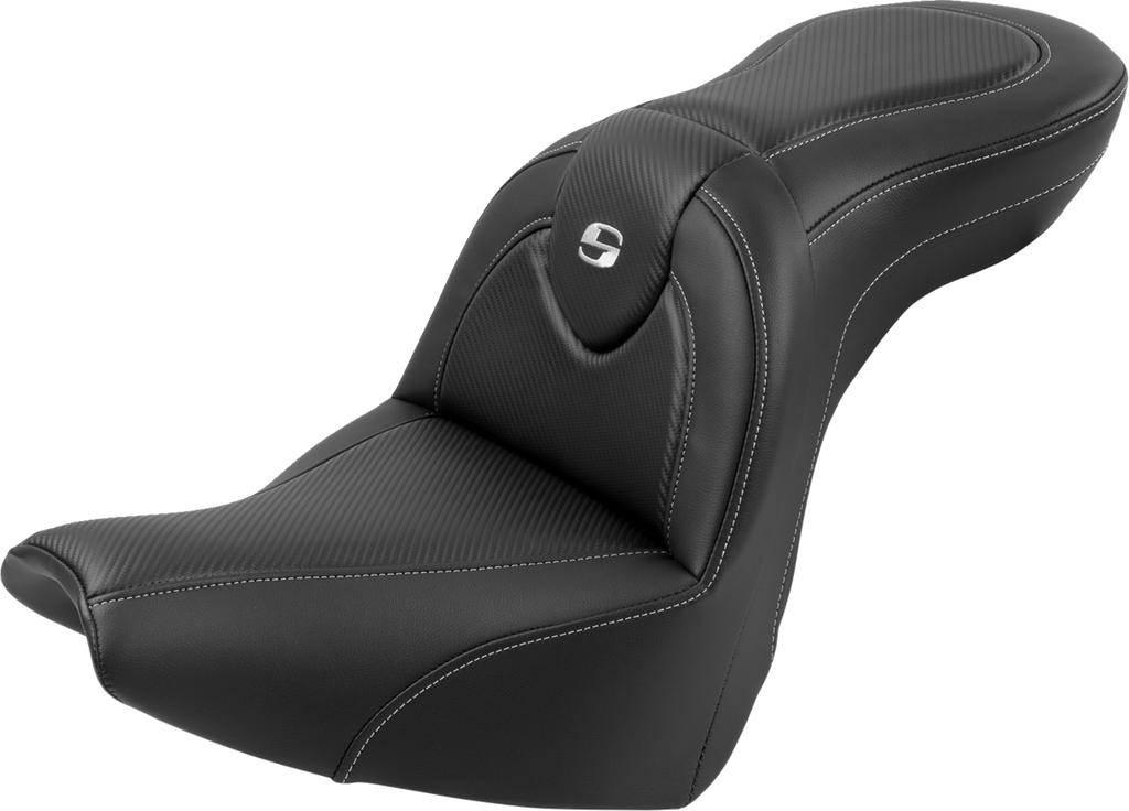 SADDLEMEN Roadsofa™ Seat with Backrest for FXBR/S '18-'20 – Carbon Fiber, Part Number 818-31-185BR