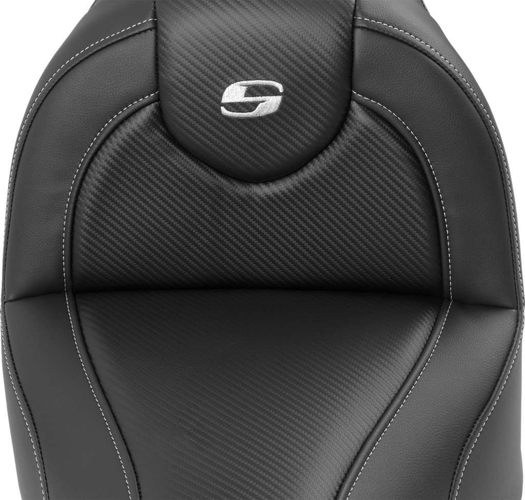 SADDLEMEN Roadsofa™ Seat with Backrest for FXBR/S '18-'20 – Carbon Fiber, Part Number 818-31-185BR