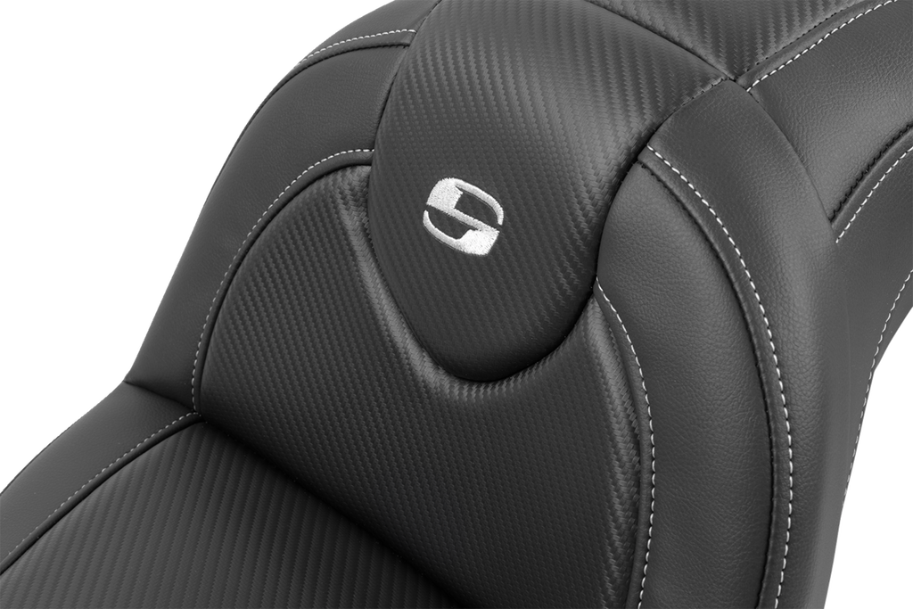 SADDLEMEN Roadsofa™ Seat with Backrest for FXBR/S '18-'20 – Carbon Fiber, Part Number 818-31-185BR