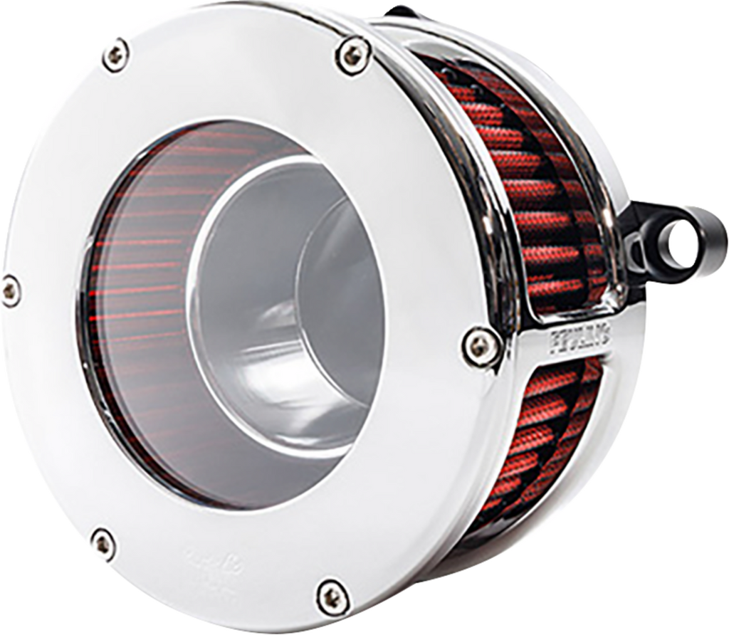 FEULING PARTS BA Air Cleaner Kit – Chrome and Clear with Red Filter for M8 Engines (Part #5478)